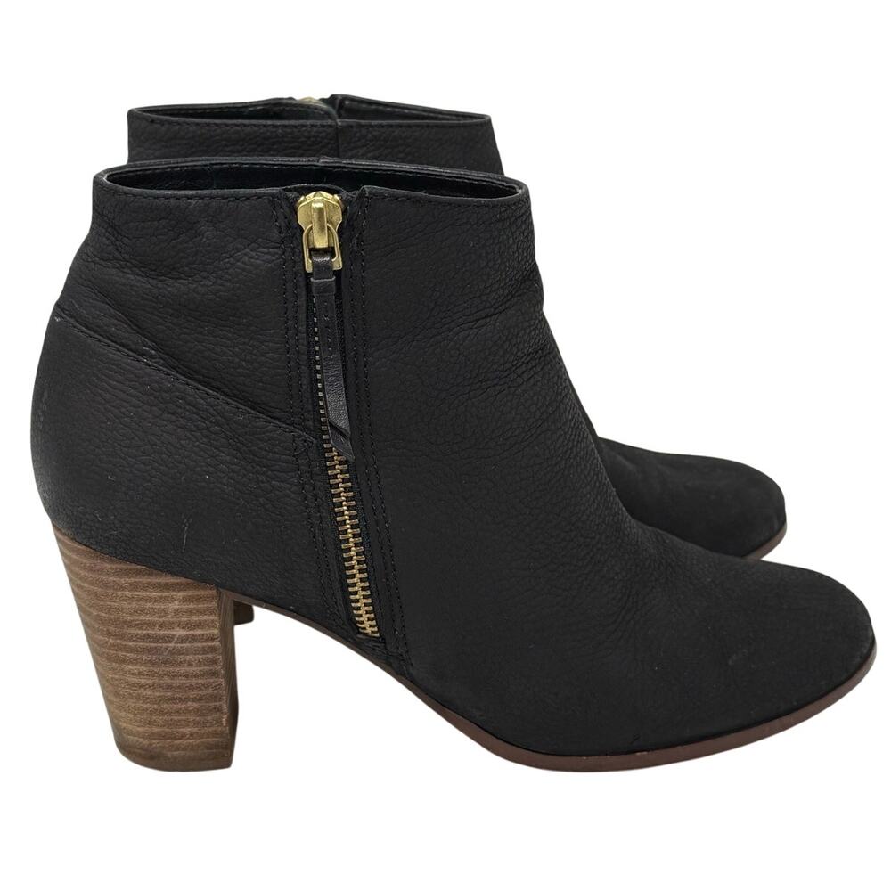 Cole Haan Women's Black Leather Ankle Booties Block Heel Side Zip Size 9B